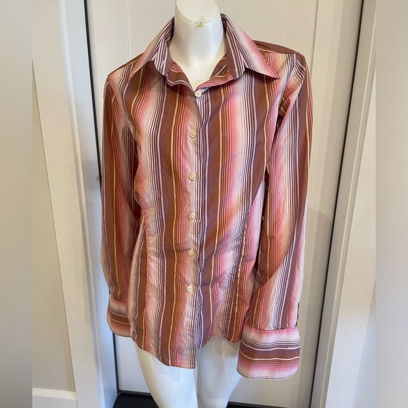 Pink Thomas pink London size 10 pink stripe shirt, some stretch - Picture 1 of 6